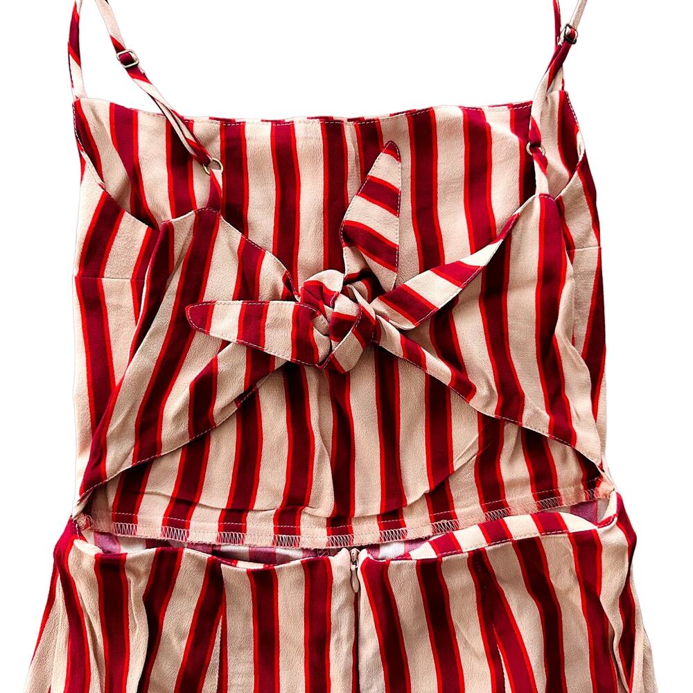 Flynn Skye Jumper One Piece Size Small Red Cream Stripe 7/8 Leg Tie Back - Picture 5 of 5